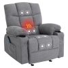 Vanbow.Recliner Chair Massage Heating sofa with USB and side pocket 2 Cup Holders (Grey)