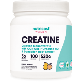 Nutricost Creatine Monohydrate Powder for Women Peach Mango, 100 Servings, Supplement