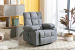 Vanbow.Recliner Chair Massage Heating sofa with USB and side pocket 2 Cup Holders (Grey)