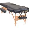 2-Zone Folding Massage Table and Stool Set 3.9" Thick Black