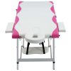 3-Zone Foldable Massage Table Aluminum White and Pink