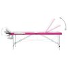 3-Zone Foldable Massage Table Aluminum White and Pink