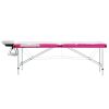 3-Zone Foldable Massage Table Aluminum White and Pink