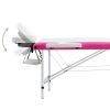 3-Zone Foldable Massage Table Aluminum White and Pink