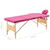 Foldable Massage Table 3 Zones Wood Pink