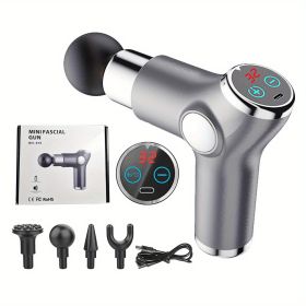 High Frequency Massage Gun Mini LCD 32 Speeds Fascia Gun Muscle Massager Relaxation Body Relax Fitness (Color: grey)