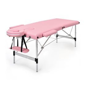 Portable Massage Table Adjustable Facial Salon Spa Bed (Color: pink)